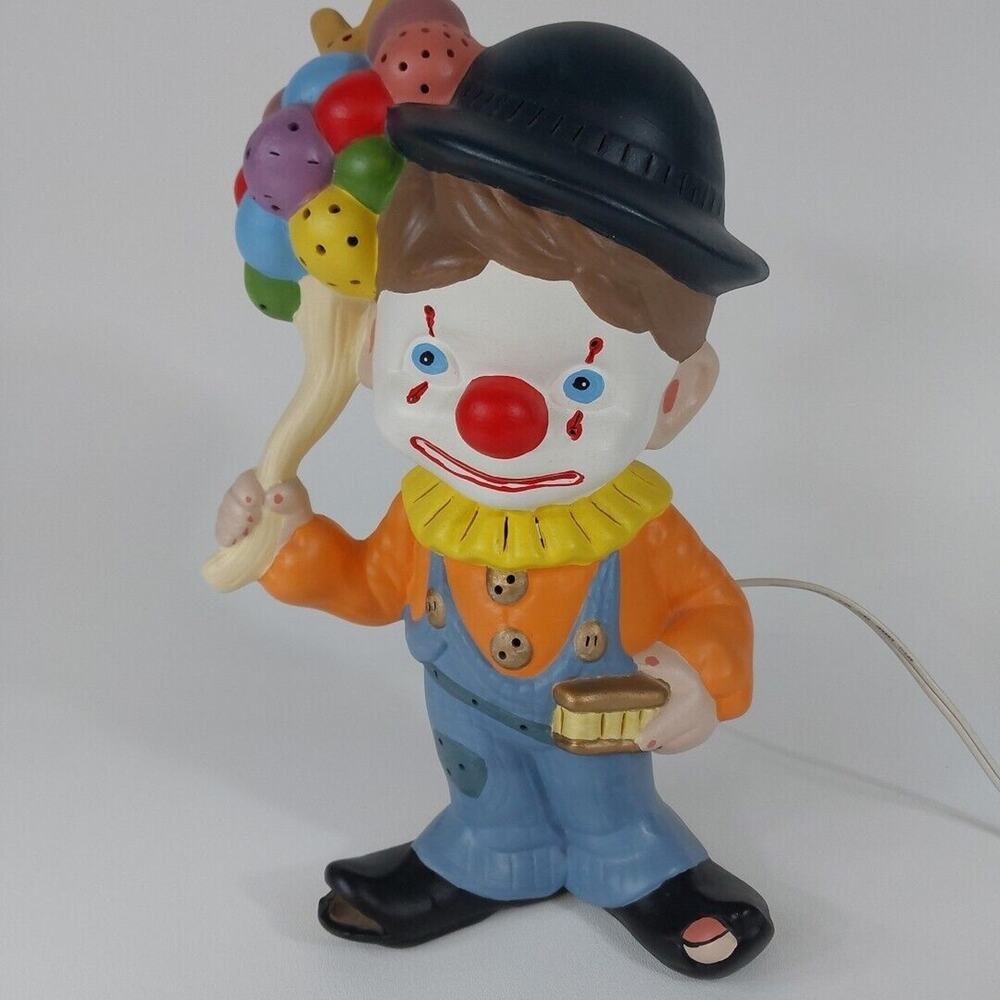 ceramic clown night light lamp light up‎ Works